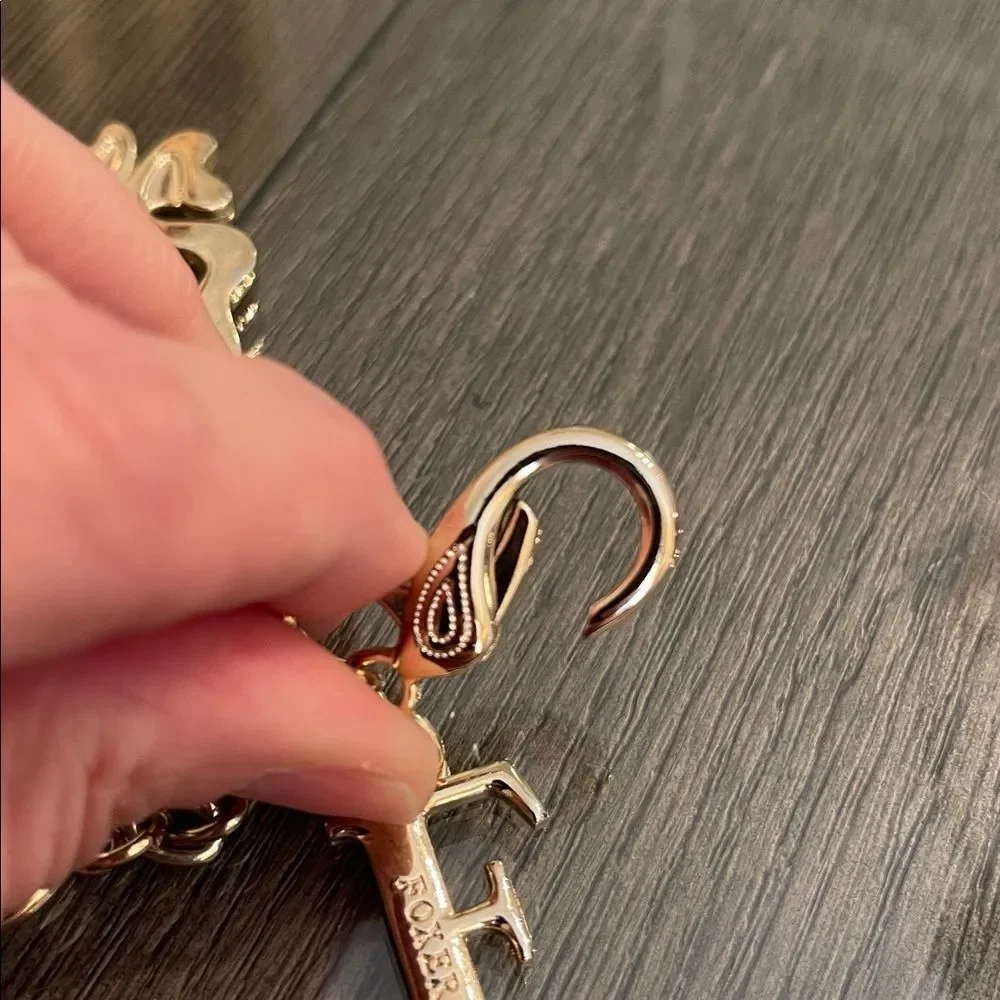 FOXER Gold-tone Fox Letter & Butterfly Keychain Bag Charm